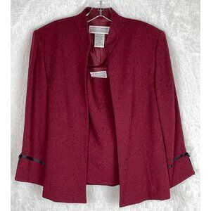 Jessica Howard 12 2 Piece Jacket & Top Maroon Paisley Textured Mother of Bride